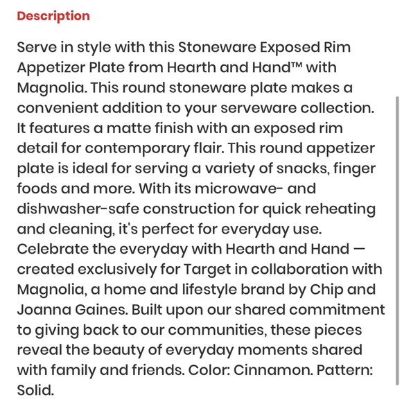 HEARTH & HAND 4pk Stoneware Exposed Rim Appetizer Plates, Cinnamon, NWT - Picture 6 of 6